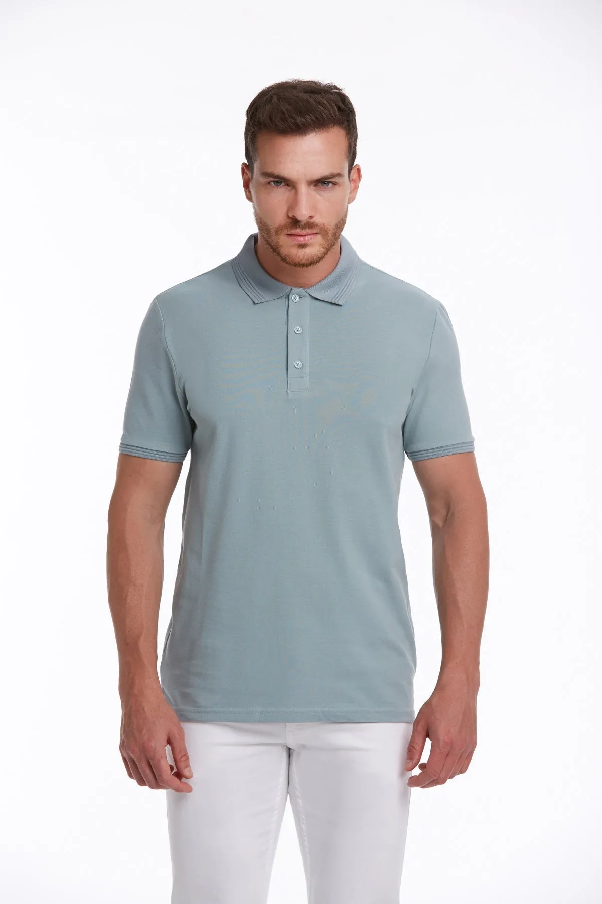 Regular Fit Blue 100% Cotton Polo T-Shirt
