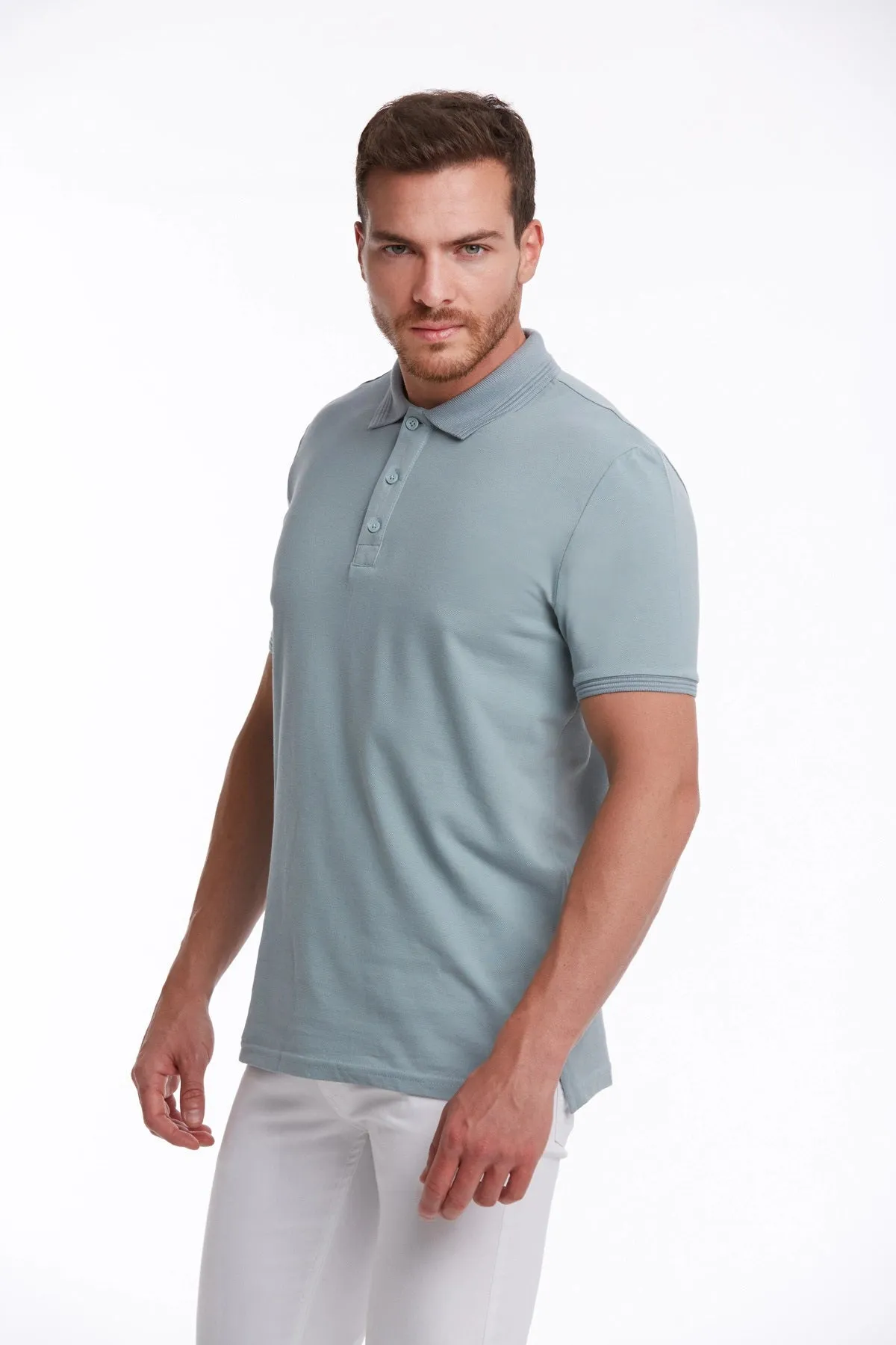 Regular Fit Blue 100% Cotton Polo T-Shirt