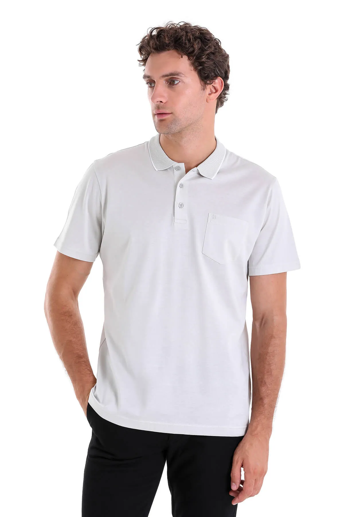 Regular Fit Bone Basic Cotton Polo T-Shirt