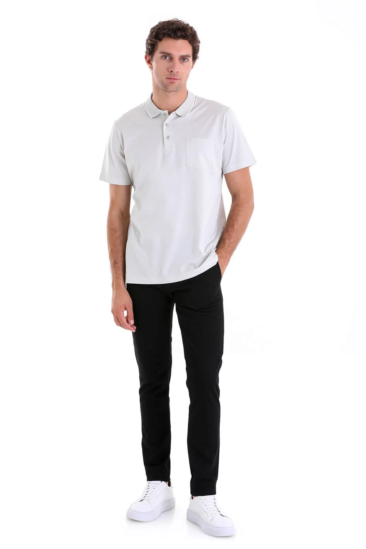 Regular Fit Bone Basic Cotton Polo T-Shirt