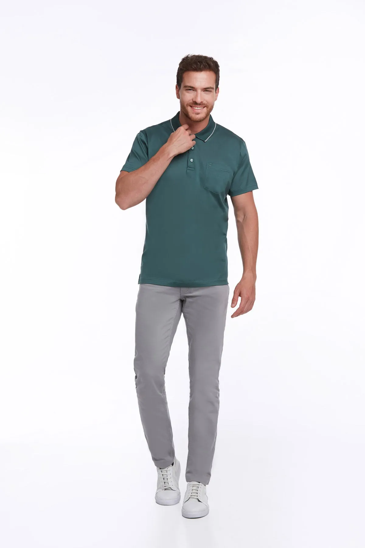 Regular Fit Green 100% Cotton Polo T-Shirt