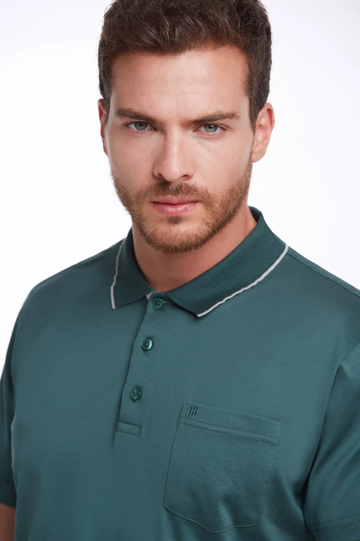 Regular Fit Green 100% Cotton Polo T-Shirt