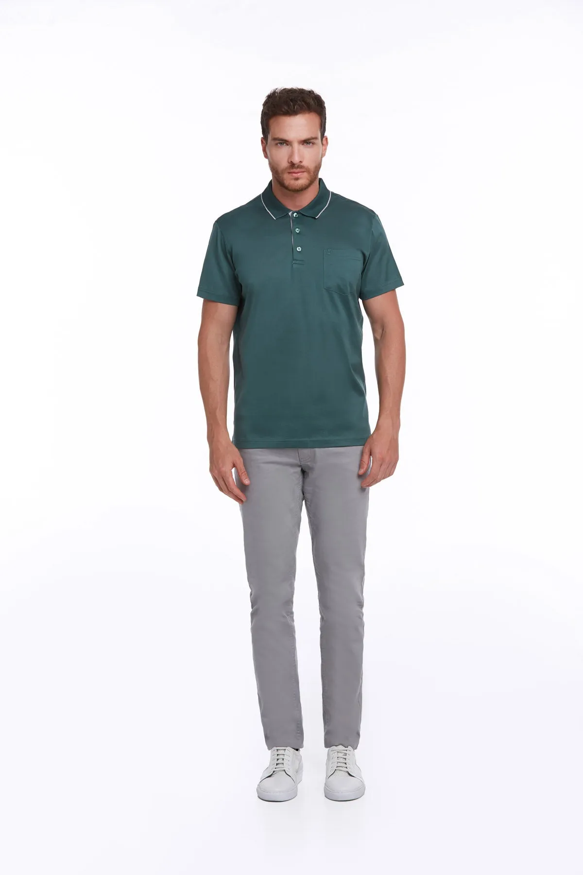 Regular Fit Green 100% Cotton Polo T-Shirt