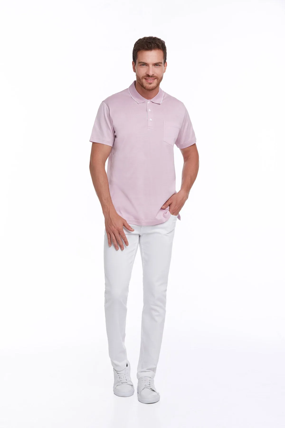 Regular Fit Lilac Basic 100% Cotton Polo T-Shirt