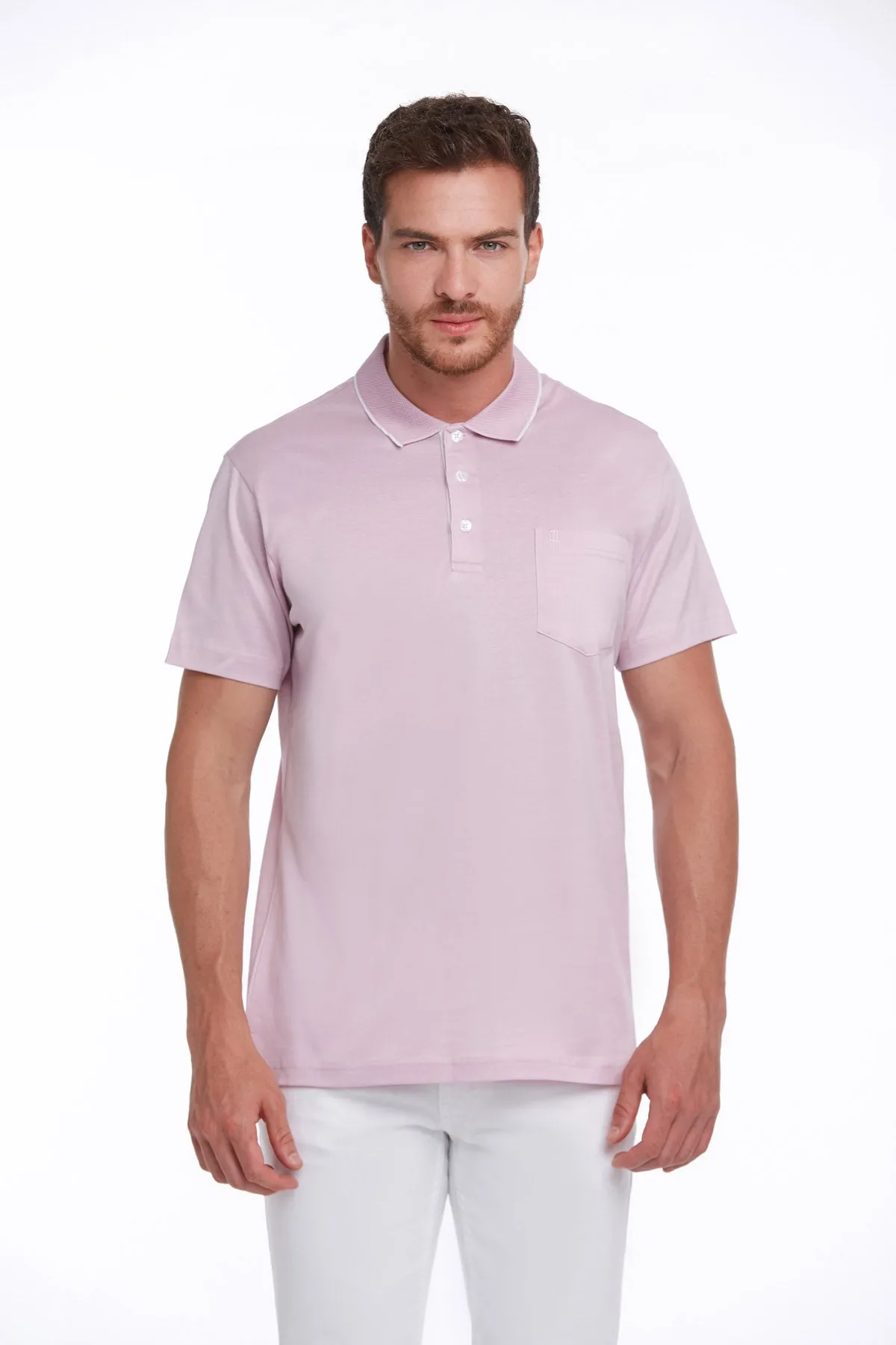 Regular Fit Lilac Basic 100% Cotton Polo T-Shirt