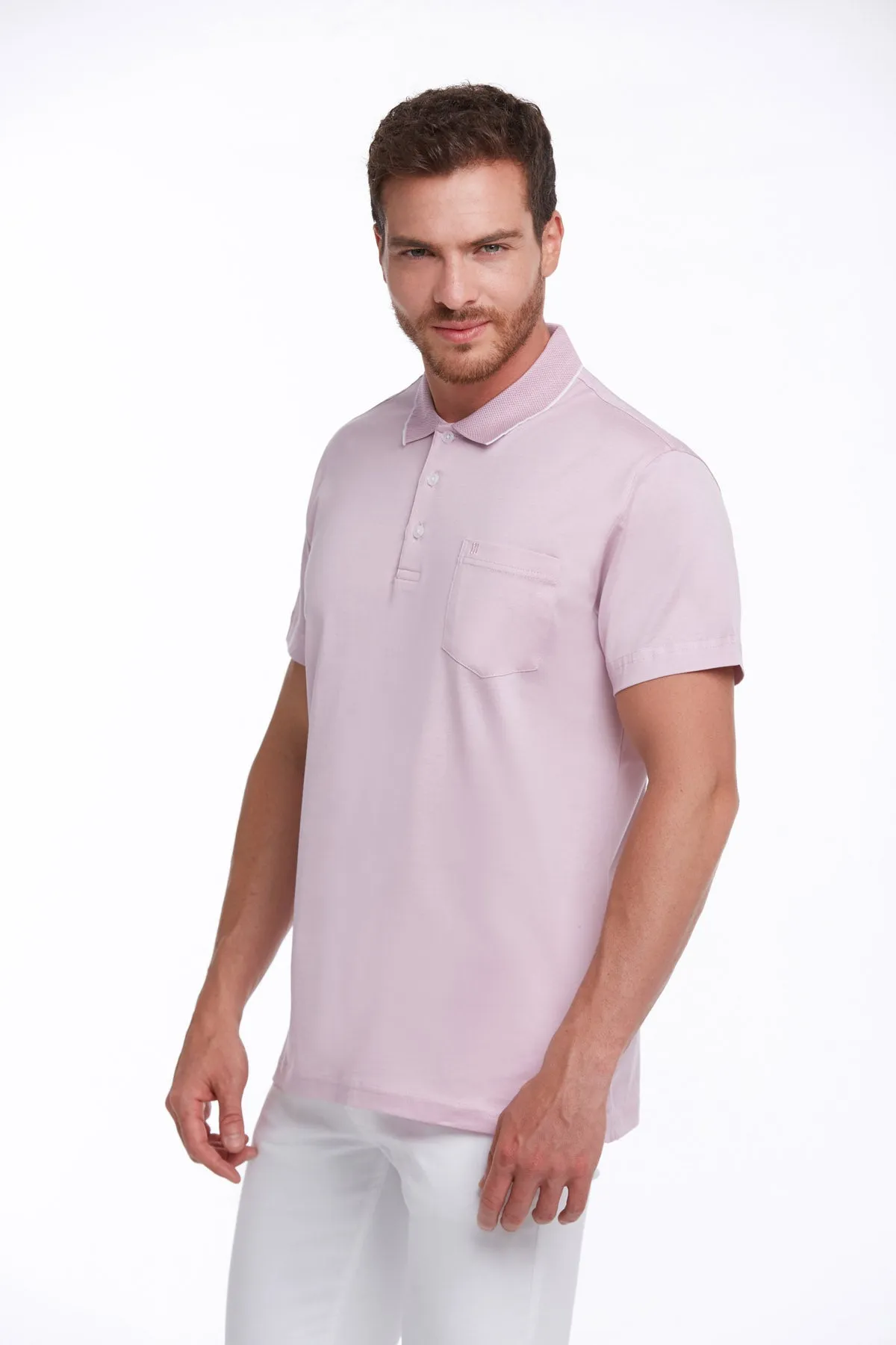 Regular Fit Lilac Basic 100% Cotton Polo T-Shirt