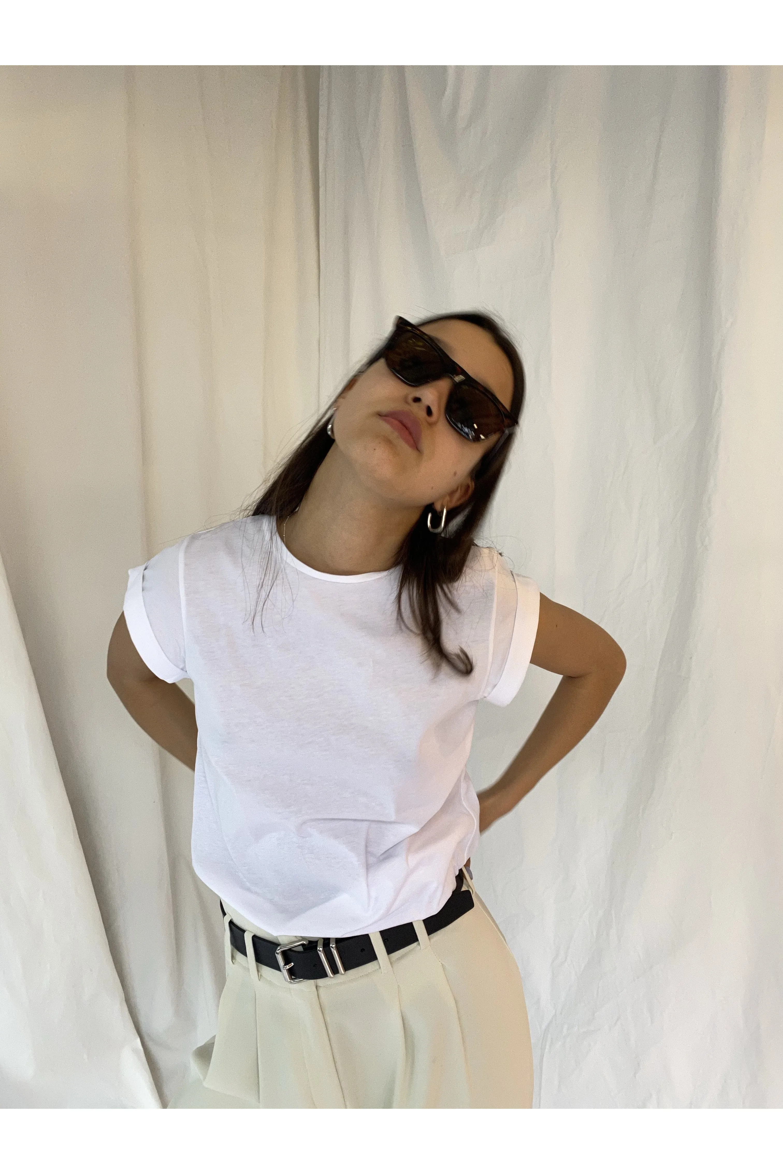Rolled up sleeves shirt in white