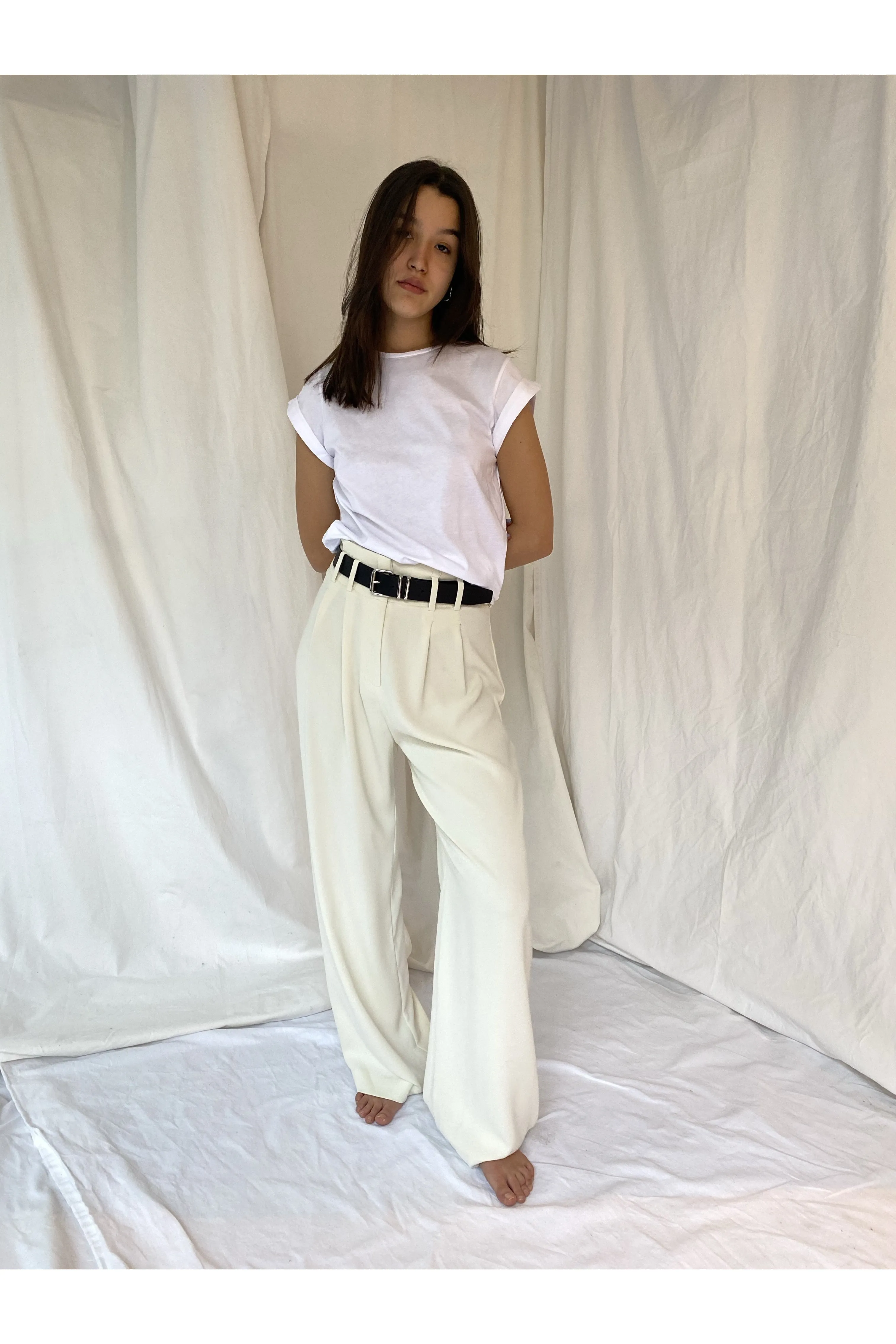 Rolled up sleeves shirt in white