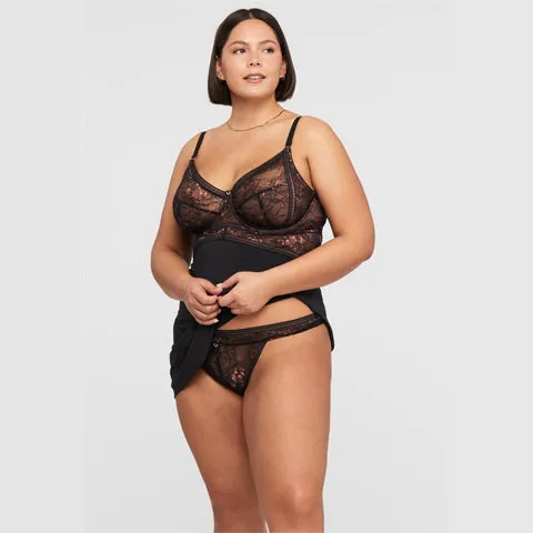 Rya Enchanted Muse Babydoll Set Black/Pecan