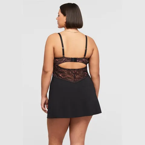 Rya Enchanted Muse Babydoll Set Black/Pecan