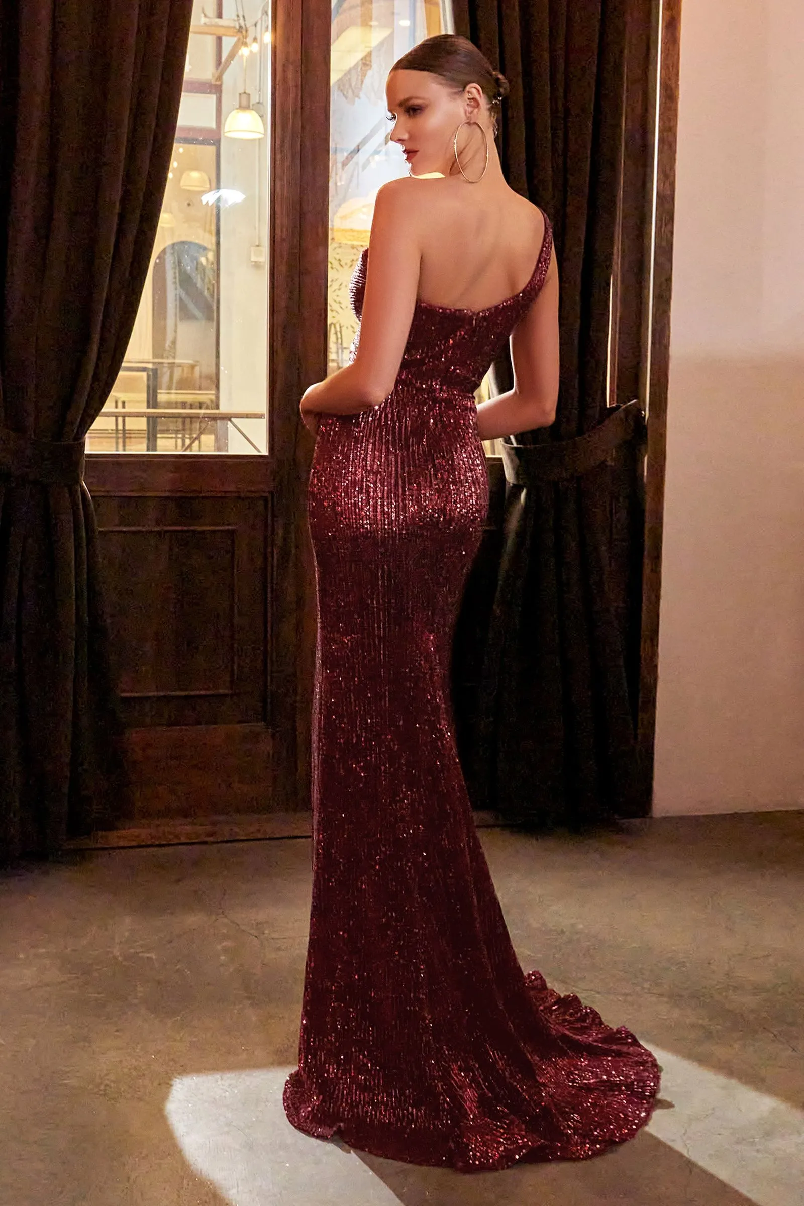 Sequin Gown w/ One Shoulder