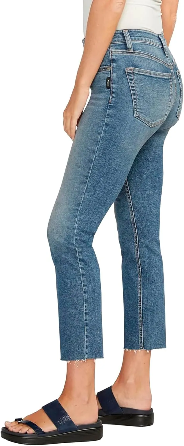 Silver Jeans Co. Women's Most Wanted Mid Rise Straight Leg Crop Jeans