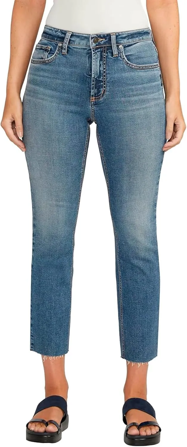 Silver Jeans Co. Women's Most Wanted Mid Rise Straight Leg Crop Jeans