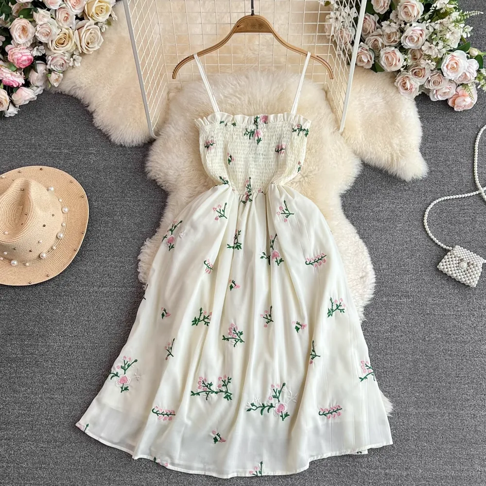 Spaghetti Strap Sleeveless Floral A Line Dress Summer 1678