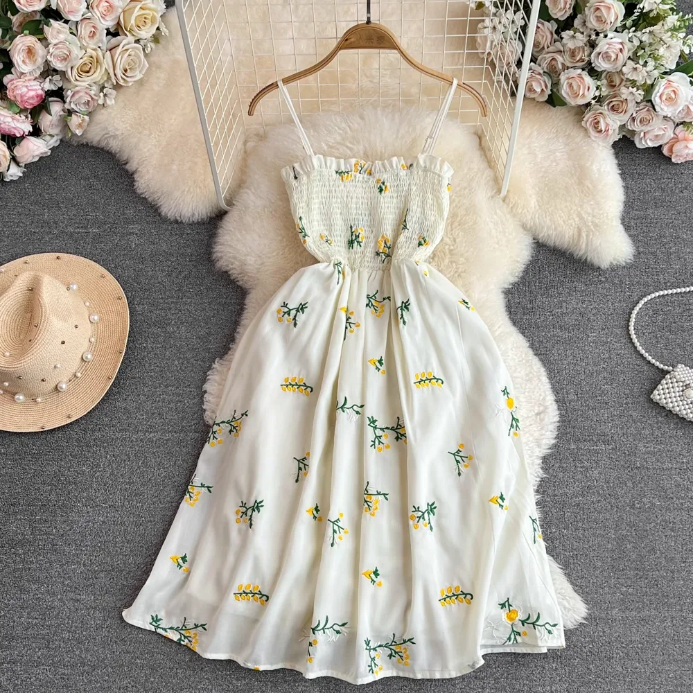 Spaghetti Strap Sleeveless Floral A Line Dress Summer 1678