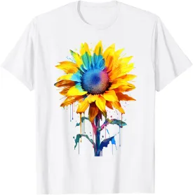 Sunflower Painting Abstract Art Flower Graphic Sunflower T-Shirt