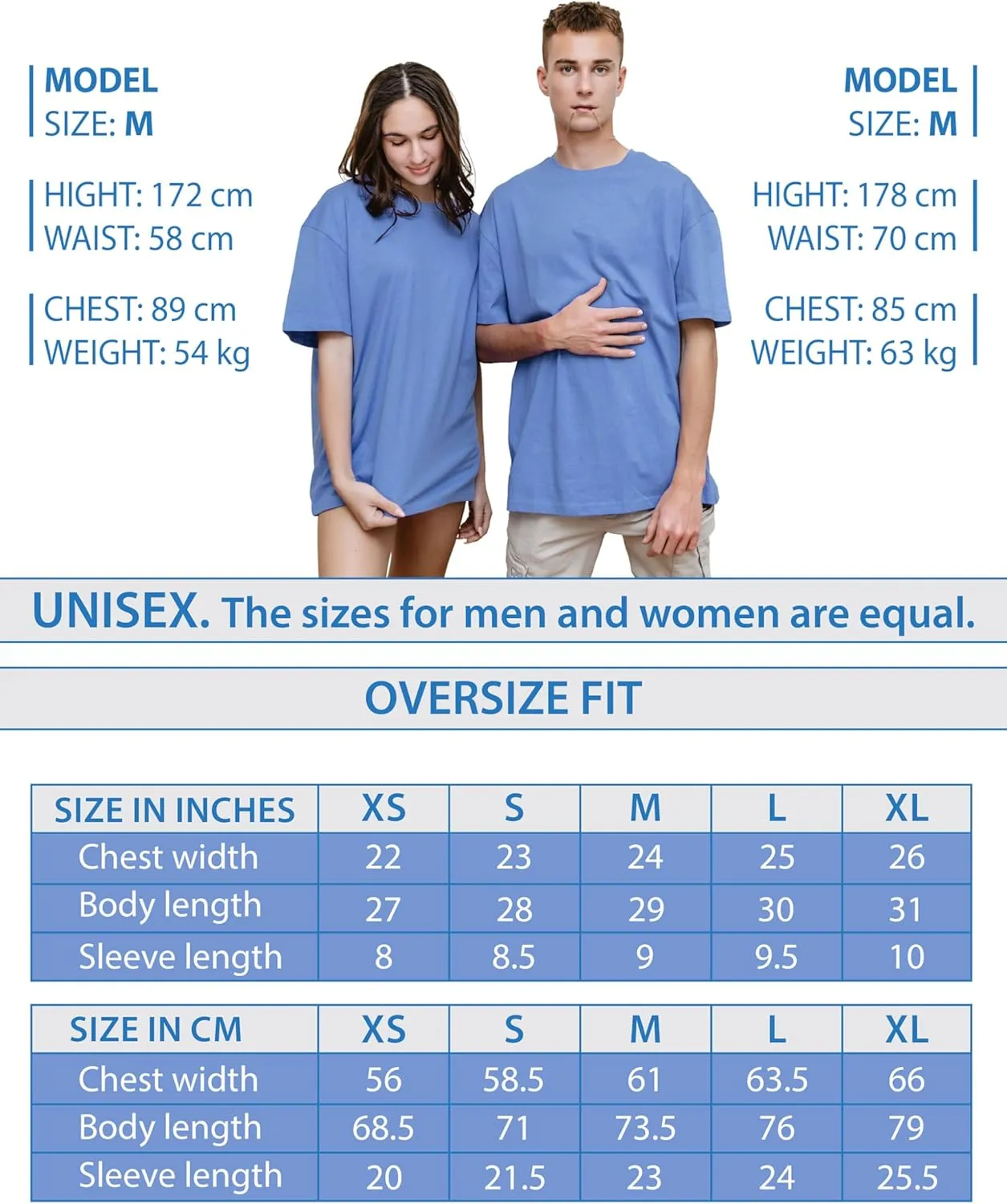 T-TAM Unisex Oversized T-Shirt for Women & Men - 100% Soft Cotton Crew Neck Short Sleeve - Basic Tee Shirt