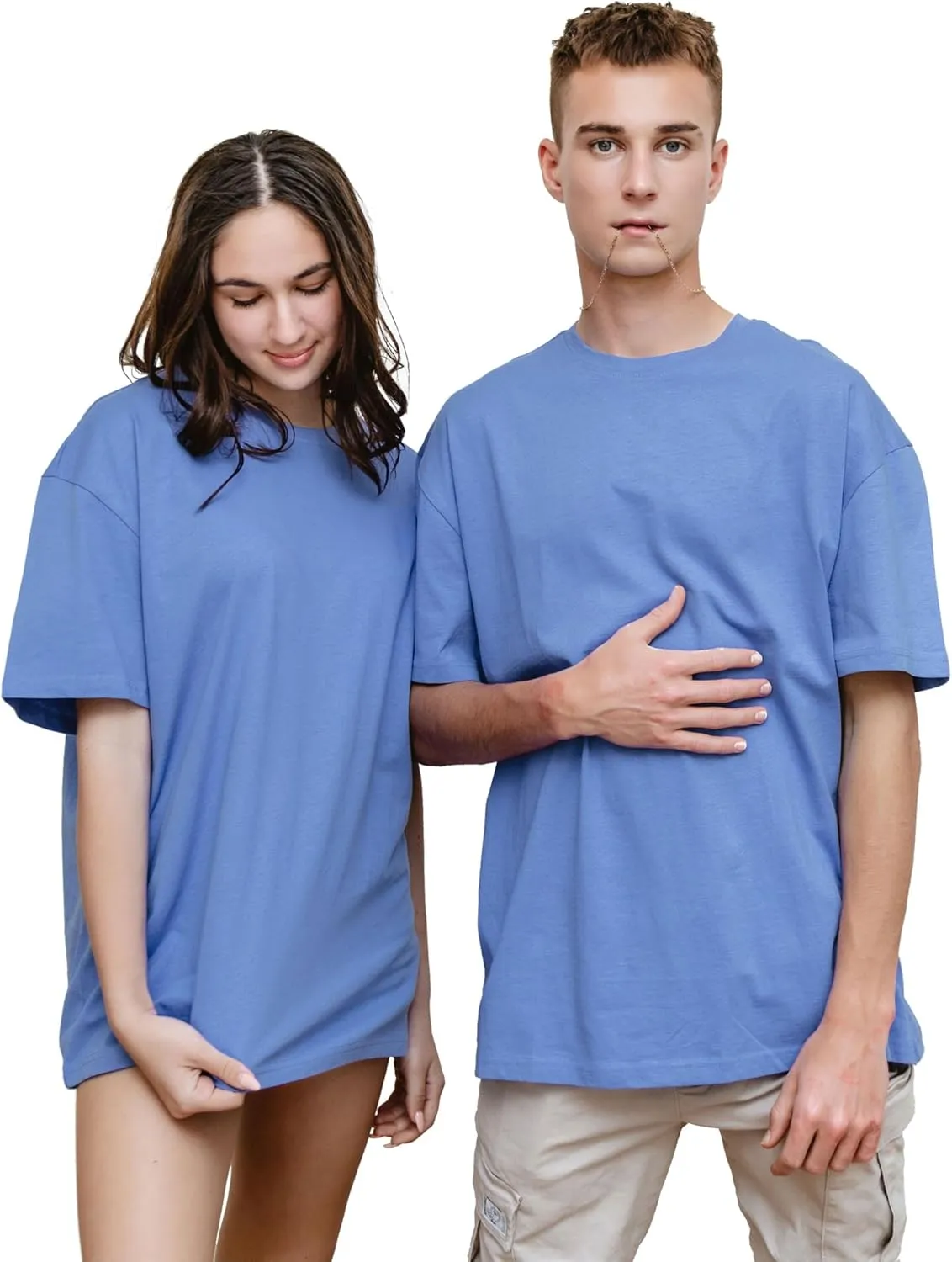 T-TAM Unisex Oversized T-Shirt for Women & Men - 100% Soft Cotton Crew Neck Short Sleeve - Basic Tee Shirt