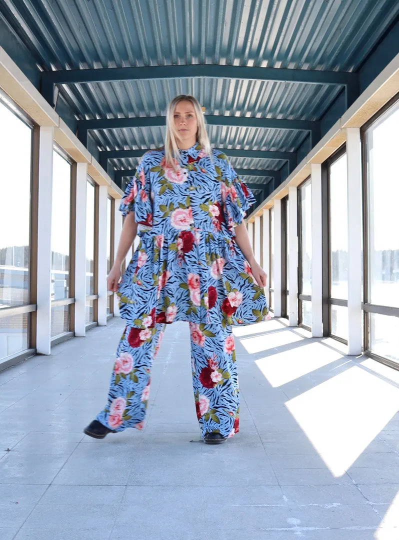Trousers Blue Flower