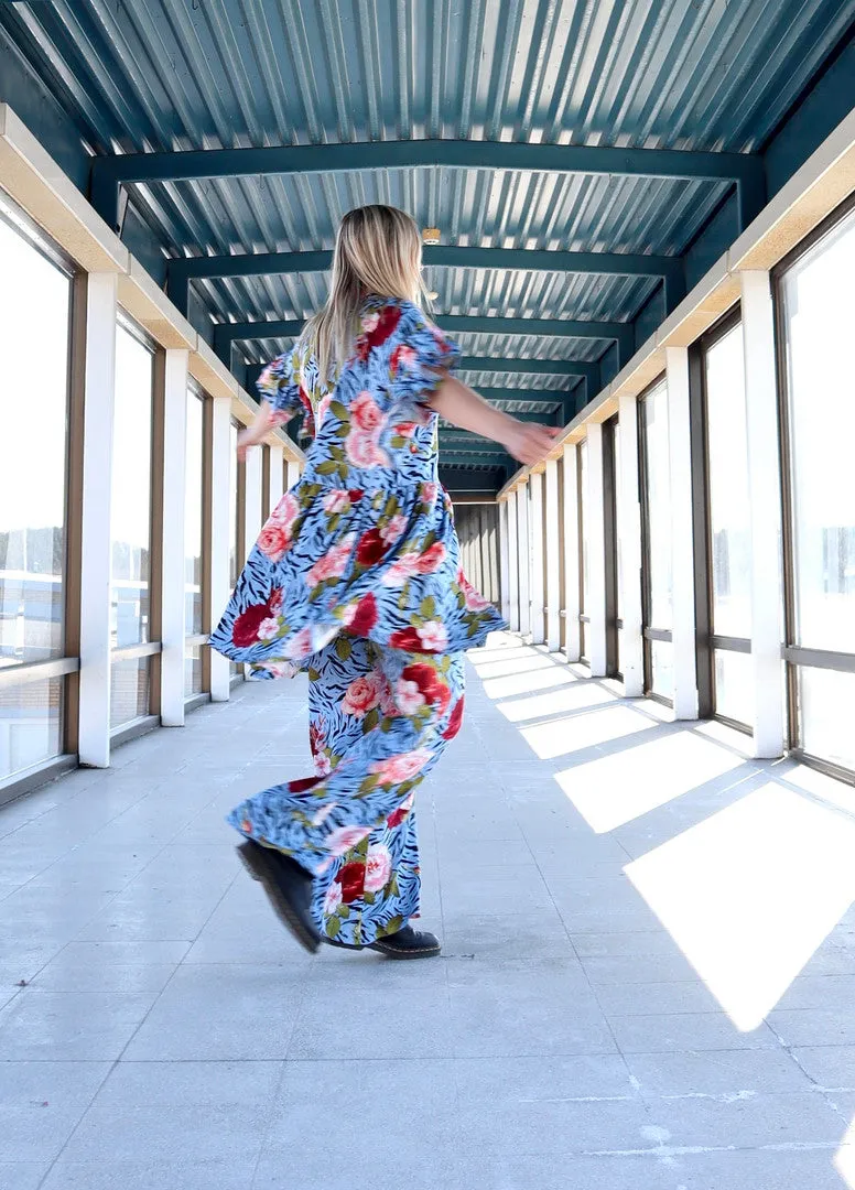 Trousers Blue Flower