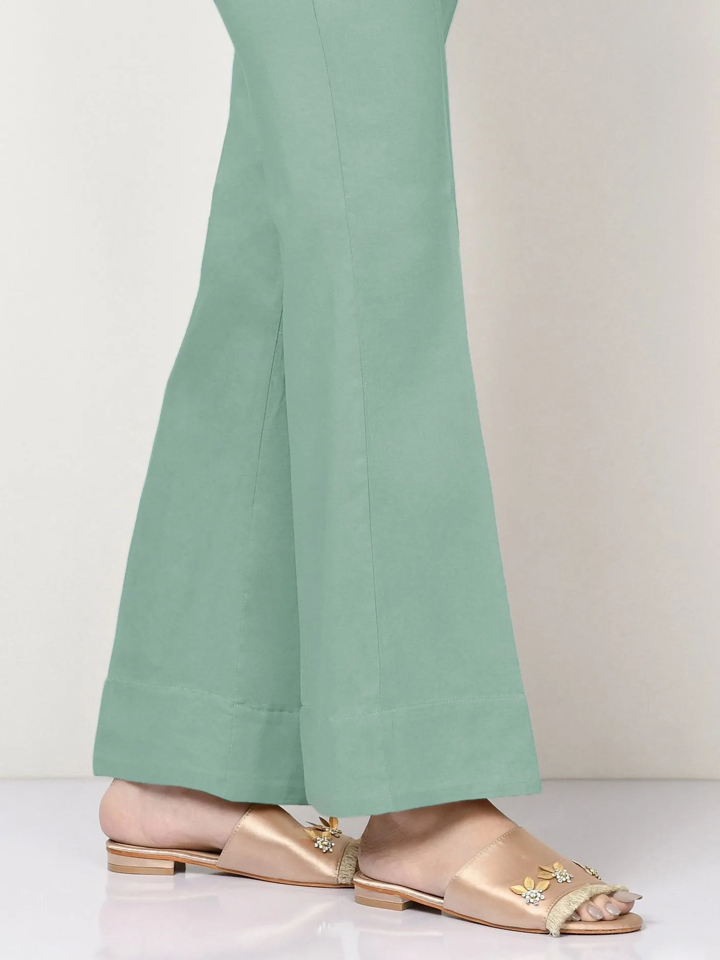 Unstitched Cambric Trouser - Aqua