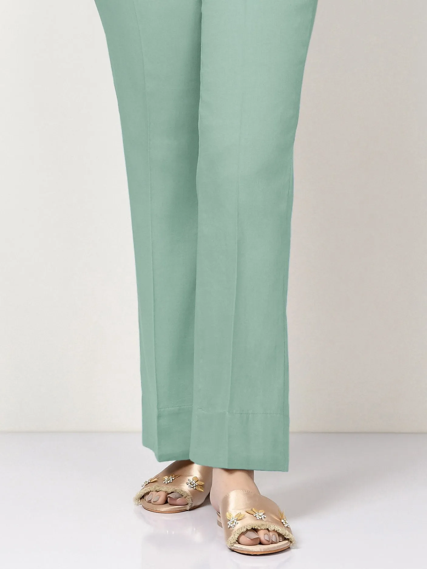 Unstitched Cambric Trouser - Aqua