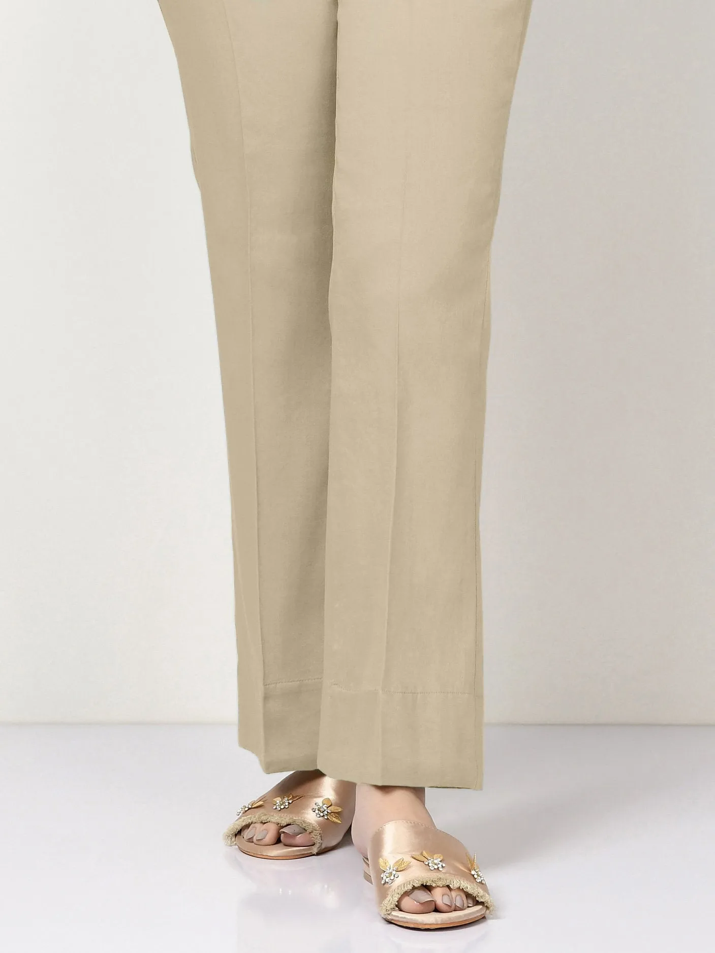 Unstitched Cambric Trouser - Medium Beige