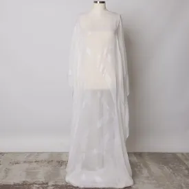 White Somali Silk Chiffon Dirac Fabric with Metallic Lurex, 3.5 Meters, 140 cm Width, Made in South Korea-D21125
