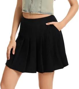 Women Pleated Skirt A-Line Short Mini Basic Skirt School Uniform Cheerleader Skirts Skater Skirt