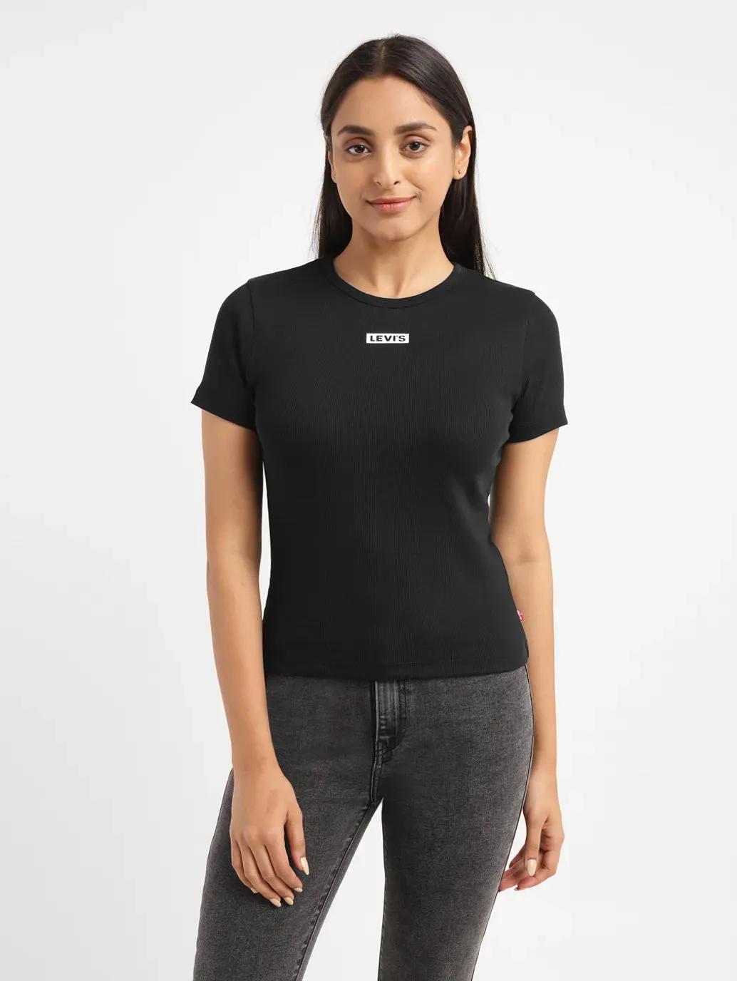 Women's Brand Logo Loose Straight Fit T-shirt