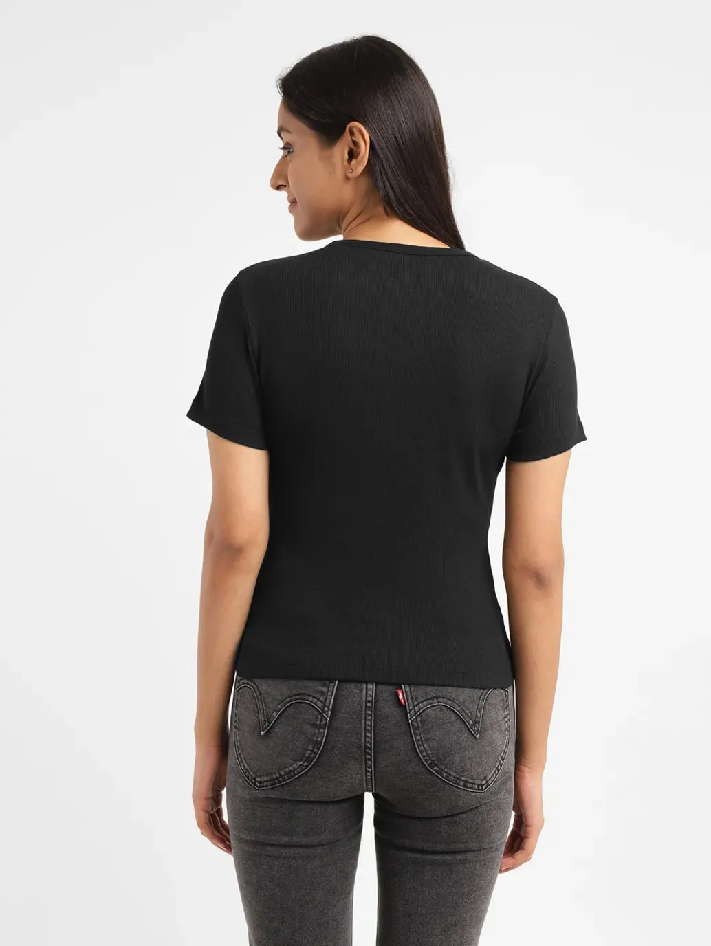 Women's Brand Logo Loose Straight Fit T-shirt