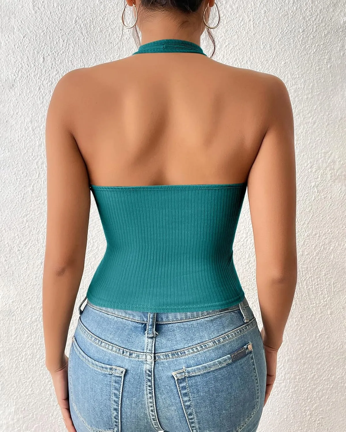 Womens Sexy Tank Tops Halter V Neck Sleeveless Wrap Shirts Asymmetrical Basic Tees Tops Blouses