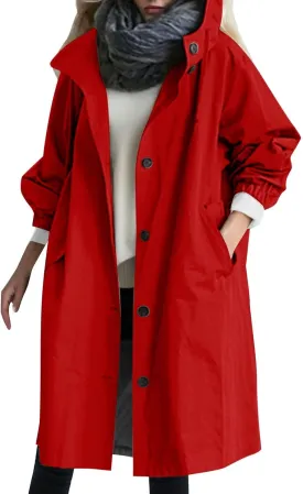 Women's Trench Jackets Single Breasted Hooded Oversized Coats Long Sleeve Elegant Comfortable 2024 Winter Windbreaker