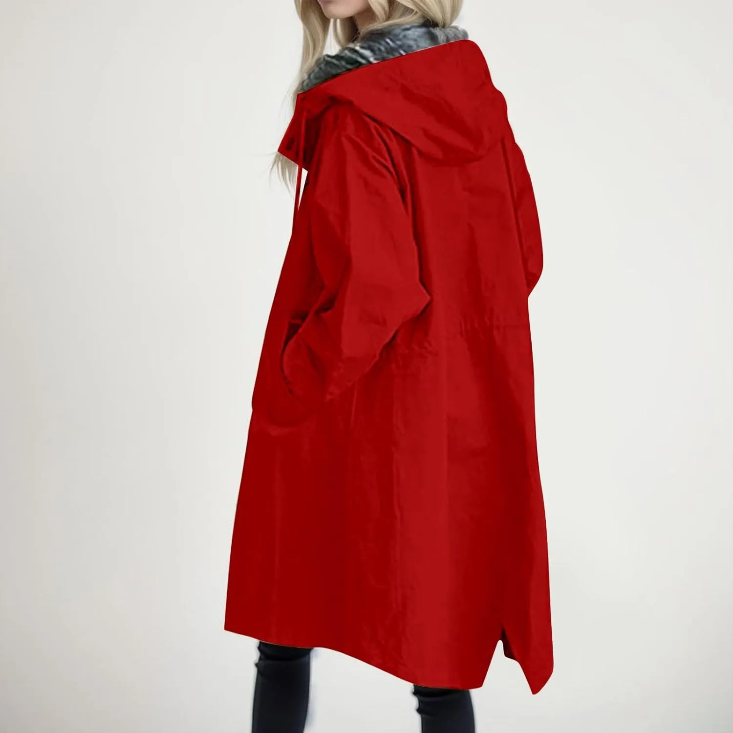 Women's Trench Jackets Single Breasted Hooded Oversized Coats Long Sleeve Elegant Comfortable 2024 Winter Windbreaker