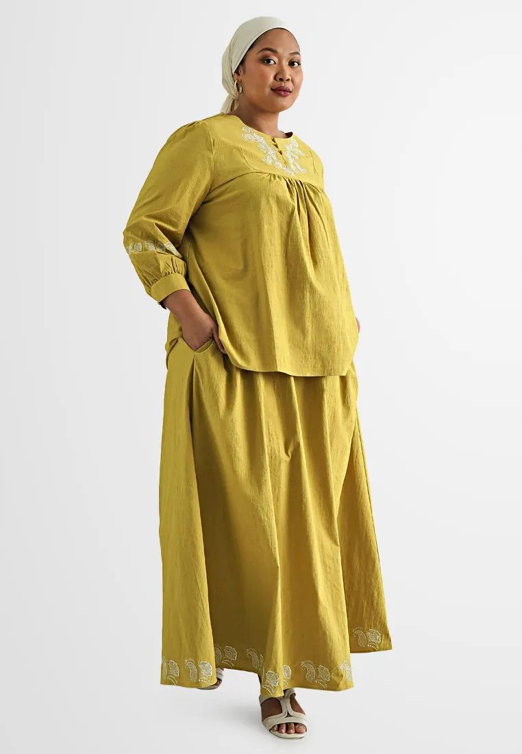 Yanis A-line Embroidery Long Skirt