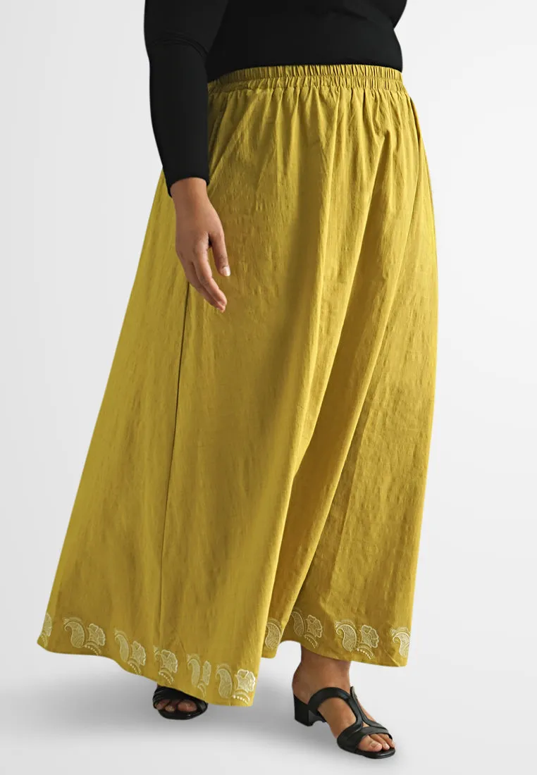 Yanis A-line Embroidery Long Skirt