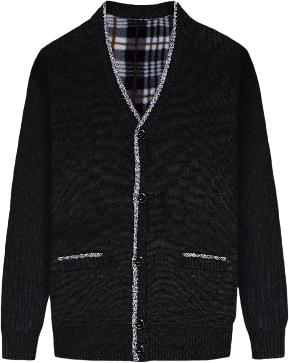 Yeokou Men's Casual Slim Full Zip Thick Knitted Cardigan Sweaters with Pockets