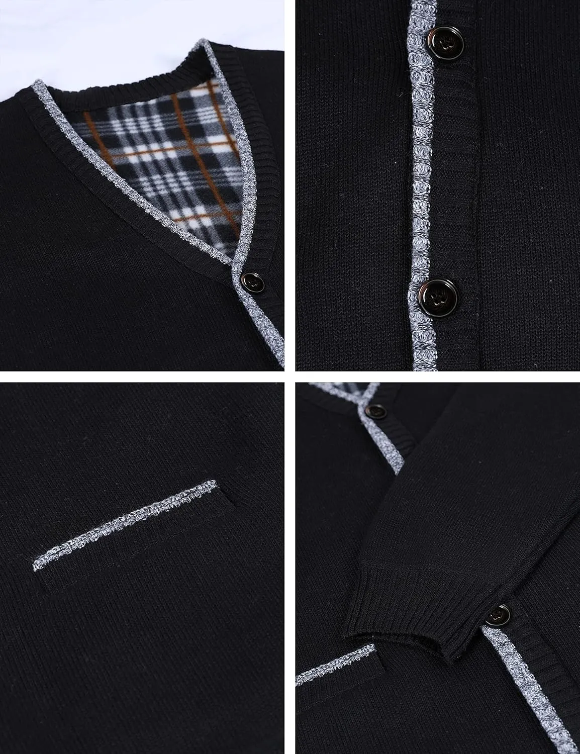 Yeokou Men's Casual Slim Full Zip Thick Knitted Cardigan Sweaters with Pockets