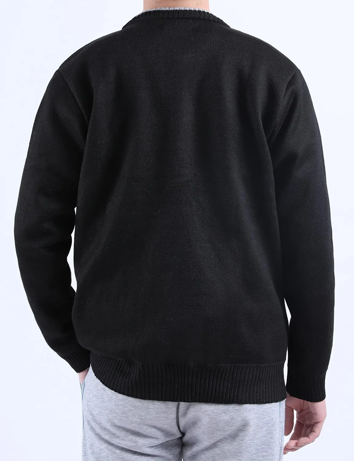 Yeokou Men's Casual Slim Full Zip Thick Knitted Cardigan Sweaters with Pockets